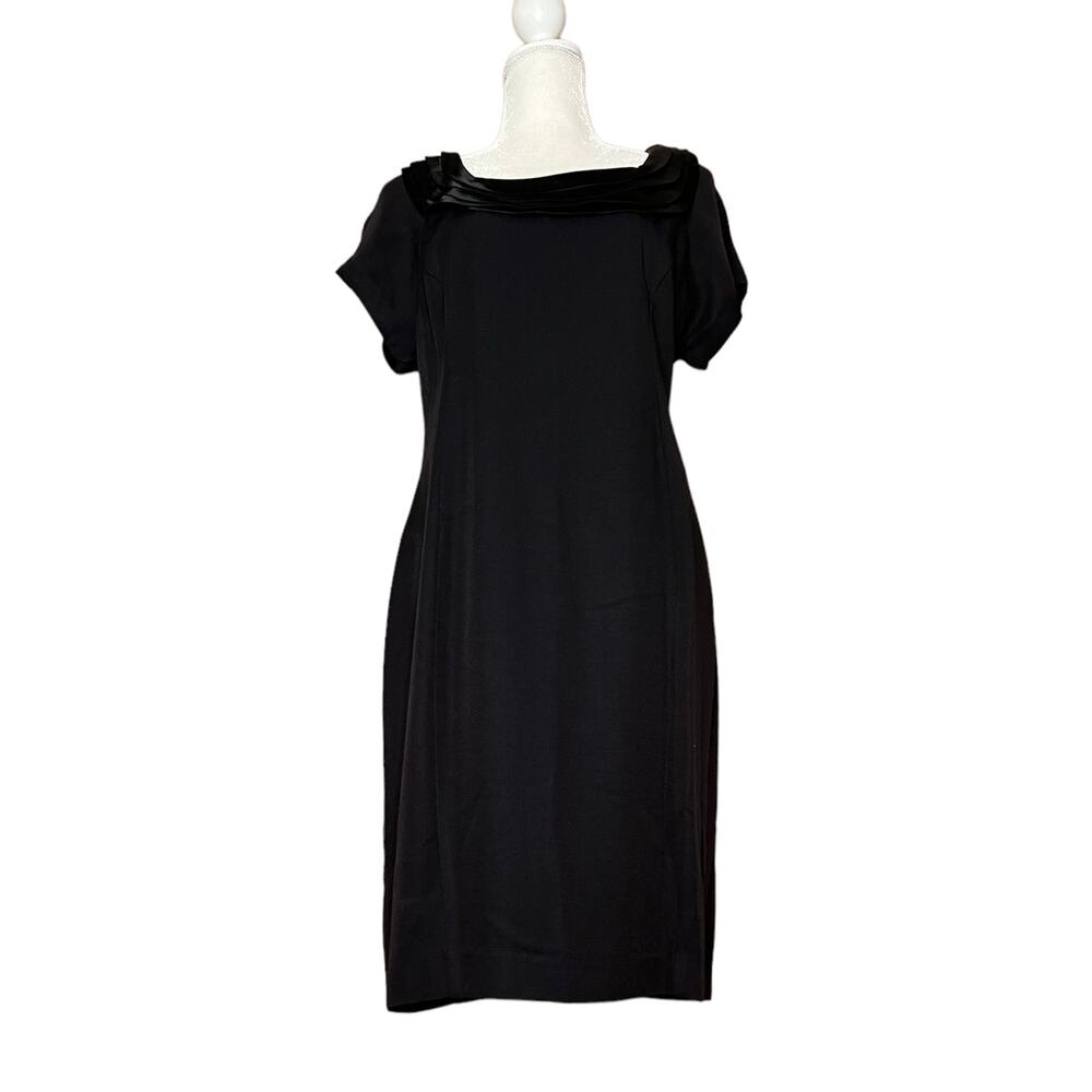 Vintage 90s VIRGO II cocktail sheath dress Short Sleeve Knee black Size 10